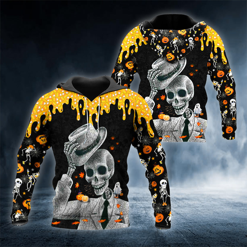 Vintage Men Hoodie 3D Print Halloween Skull Pattern Fashion Style Pullover Personality Oversize Men's Hoodie Clothing Tops