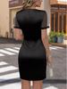 Robe de soirée en maille floquée à col en V pour femme: Robe Élégante à Manches Courtes et Taille Haute pour Boîte de Nuit et Banquet