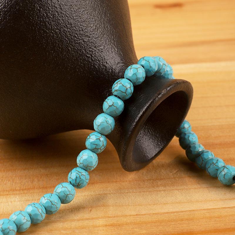 Türkisfarbene facettierte synthetische Perlen für die DIY-Schmuckherstellung - Lose halbfertige Armband-Accessoires