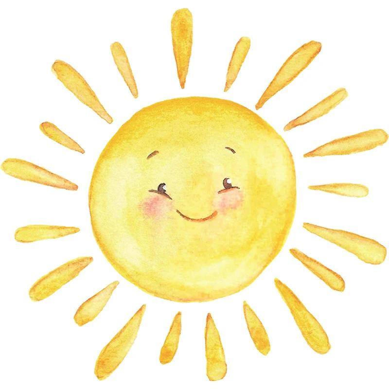 Cartoon Painted Rainbow Sun Wall Stickers for Children Nursery Bedroom Porch Home Wall Background Decorative Kid Room Decor