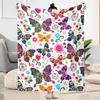 1pc Colorful Butterflies Flowers Blanket Soft and Warm for Sofa Office Camping Travel Livingroom Great Gift for Friends and Family Comfortable
