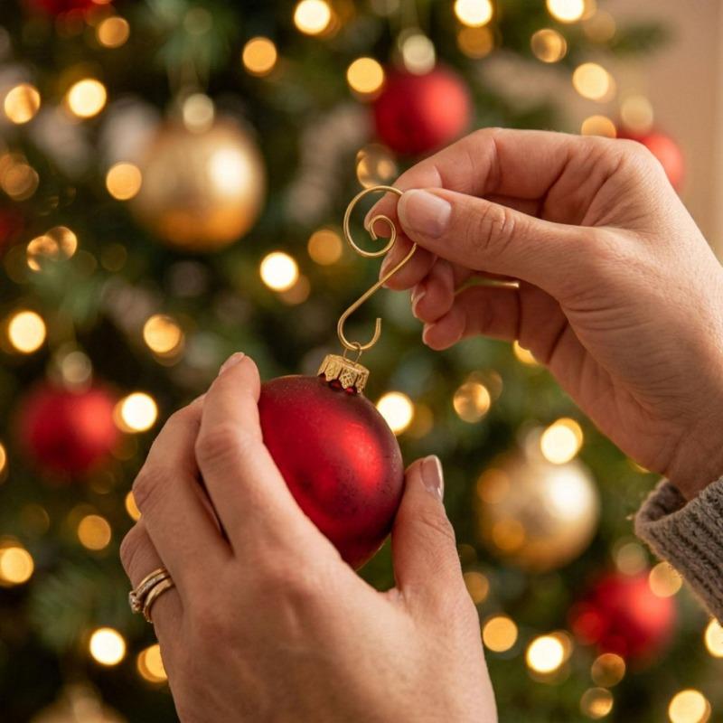 20/100Pcs Christmas Ornament Hanging Hooks Xmas Tree Pendant Hanger Bauble Ball S-Shaped Hook for New Year Home Party Decoration