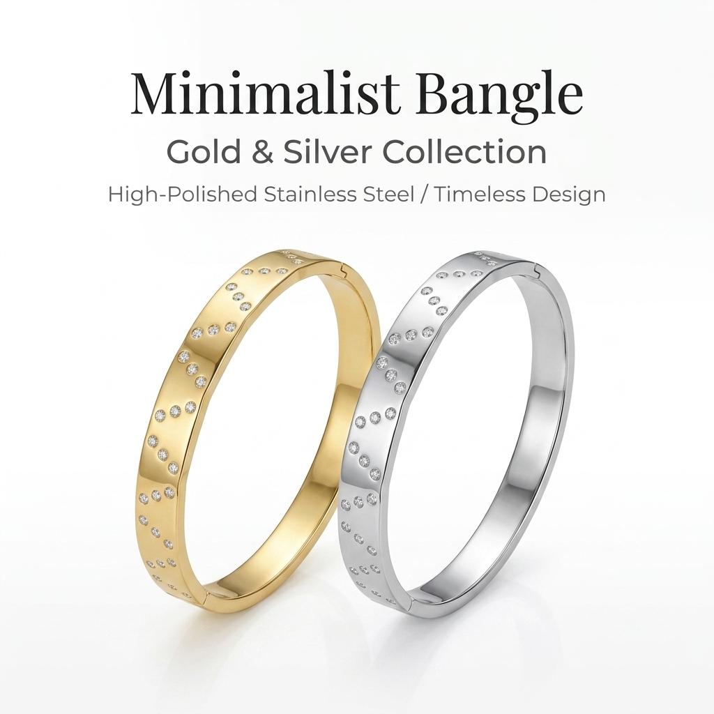 Fashion Gold Color Adjustable Opening Zircon Bangle Stainless Steel INS Style Bracelet For Women Party Jewelry Gift3