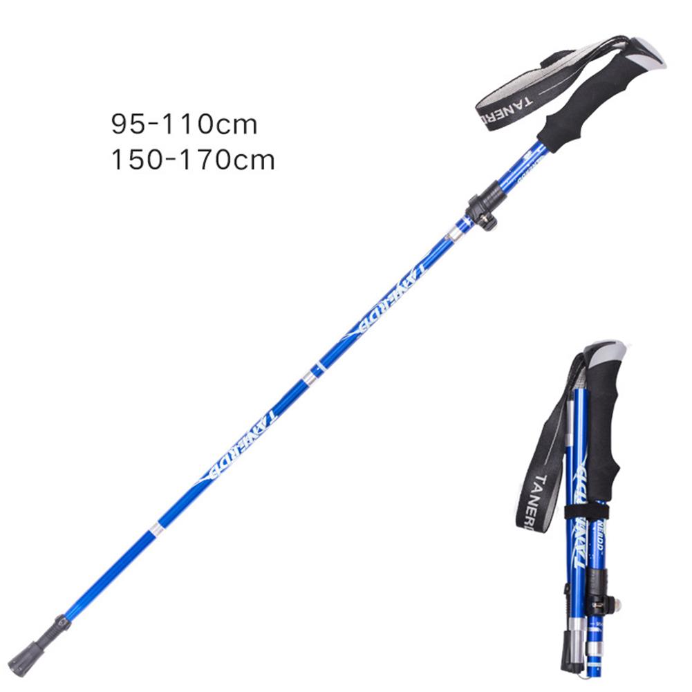 

Climbing Aluminum Alloy Folding Walking Cane Telescopic Ultra-light Outdoor Stick Blue short #1