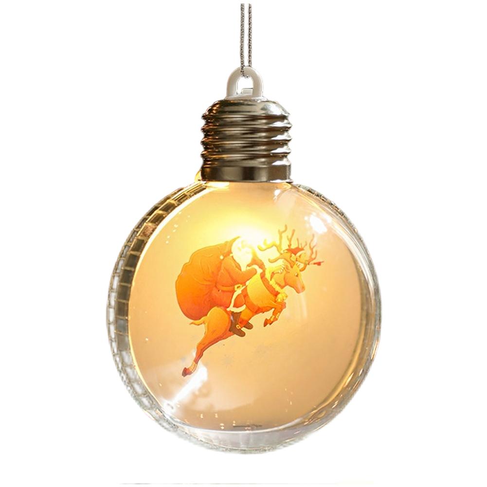 Christmas LED Hanging Ornaments Clear Plastic Ball with Built In Button Battery for Illuminated Seasonal Tree Decoration