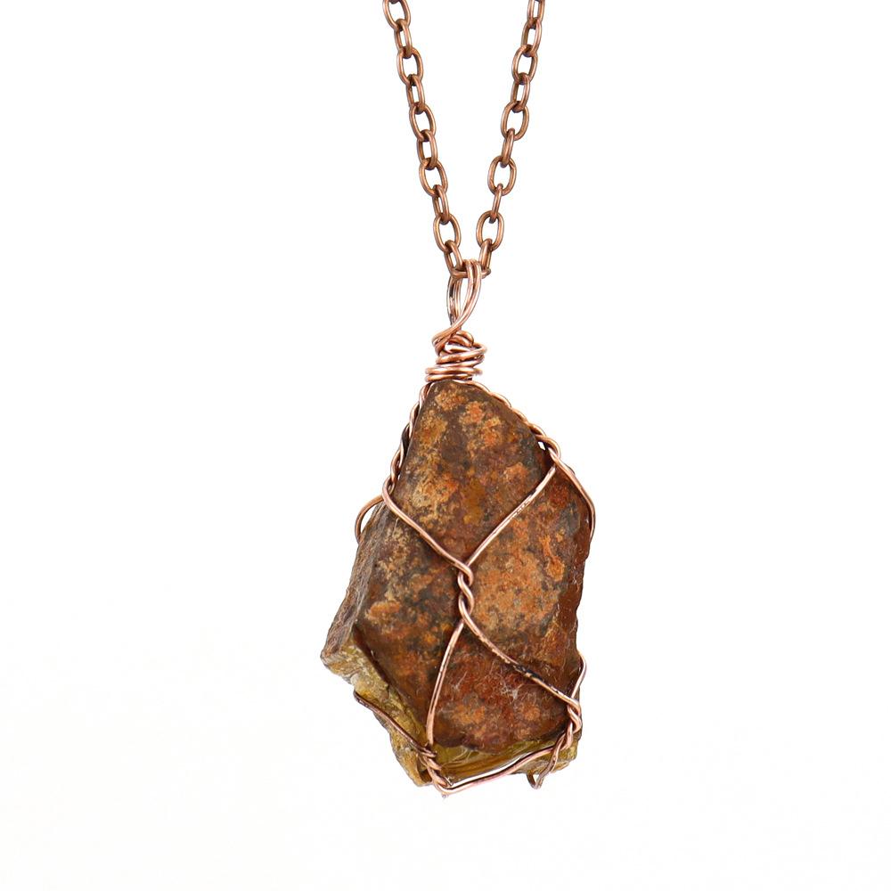 Irregular Natural Crystal Amethyst Rough Stone Pendant Handmade Silk Mesh Pocket Necklace N652