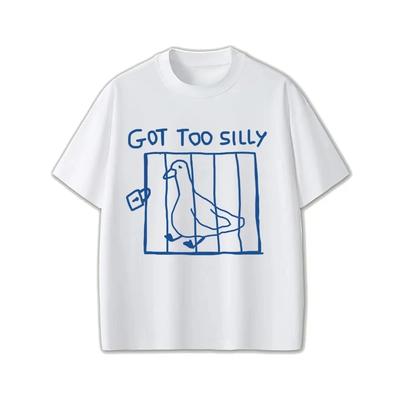 Habe zu alberne Gans Lustiges Meme Grafik T-Shirt Damen Lässig Vintage Kurzarm T-Shirts Streetwear Damenbekleidung Persönlichkeit