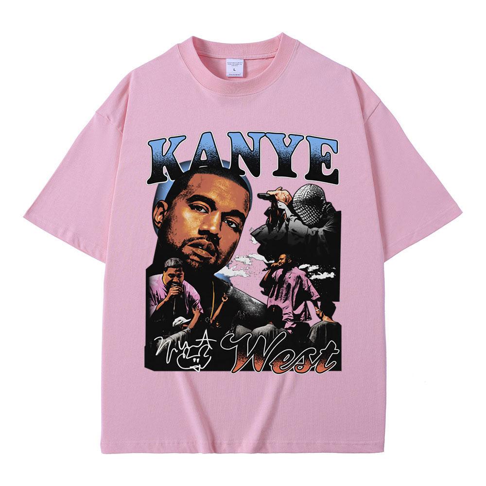 Rapper Kanye West Graphic Print T Shirt Unisexs Fashion Retro Short Sleeve Tshirt Casual 100 Cotton Tshirts Hip Hop Streetwear