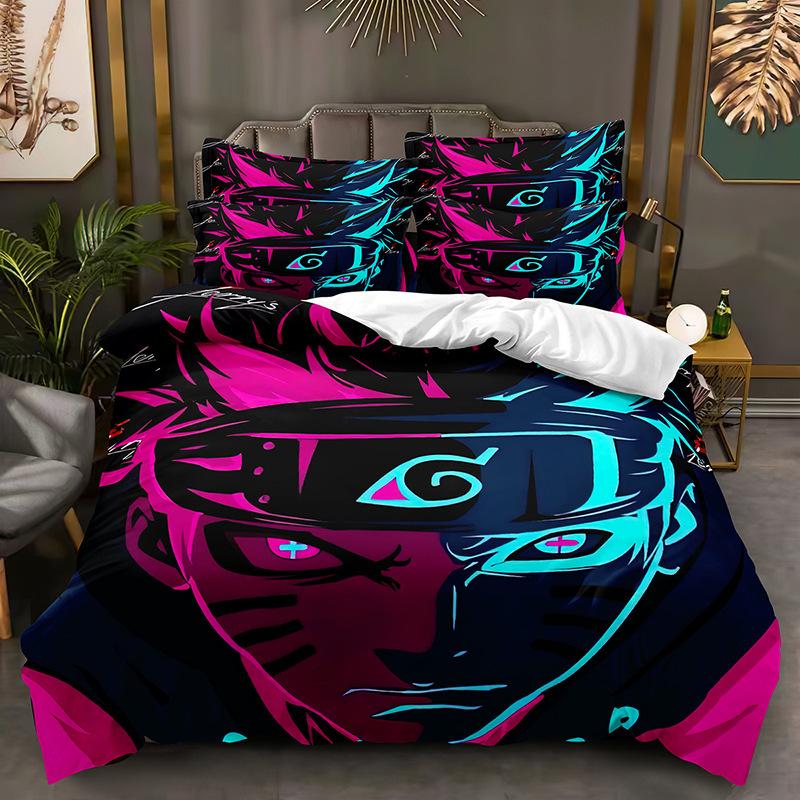 Naruto Bedding Suit Quilt Cover 3D Printed Bedroom Bed Cover Bedclothes 2/3pcs Anime Cartoon Room Decoration Xmas Gift