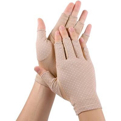 Half Finger Spring Driving Sunscreen Gloves Women's Thin Short Anti-Skid Cotton Gloves