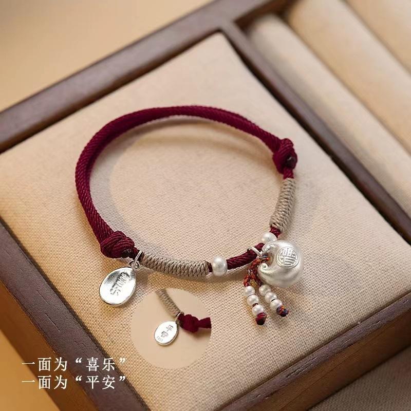 New Xiaopangfu Bracelet Red Rope Bracelet Girls Light Luxury Niche New Chinese Snake Couple Design
