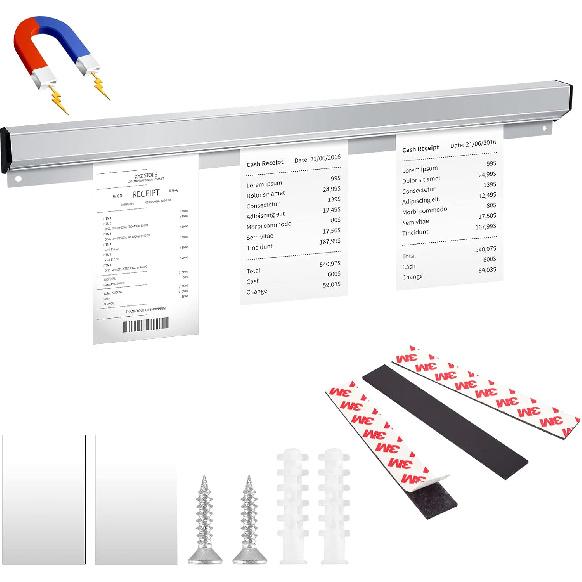 Ticket Rack Magnetic Restaurant Order Holder Slide Check Rack Kitchen Ticket Holder Note and Paper Holder Aluminum Ticket Holder for Restaurant with