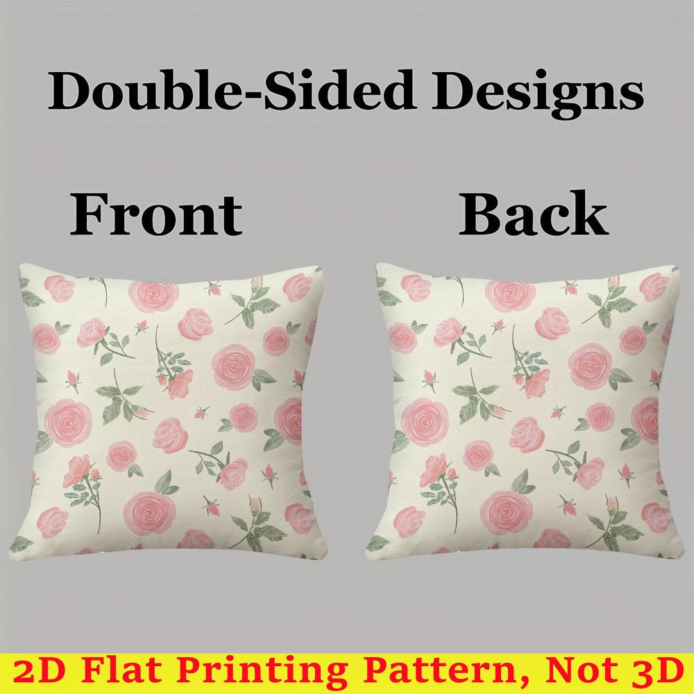 Blush Rose Square Jacquard Pillow Cover for Sofa Office Waist Cushion Cover Home Decorative Pillowcase