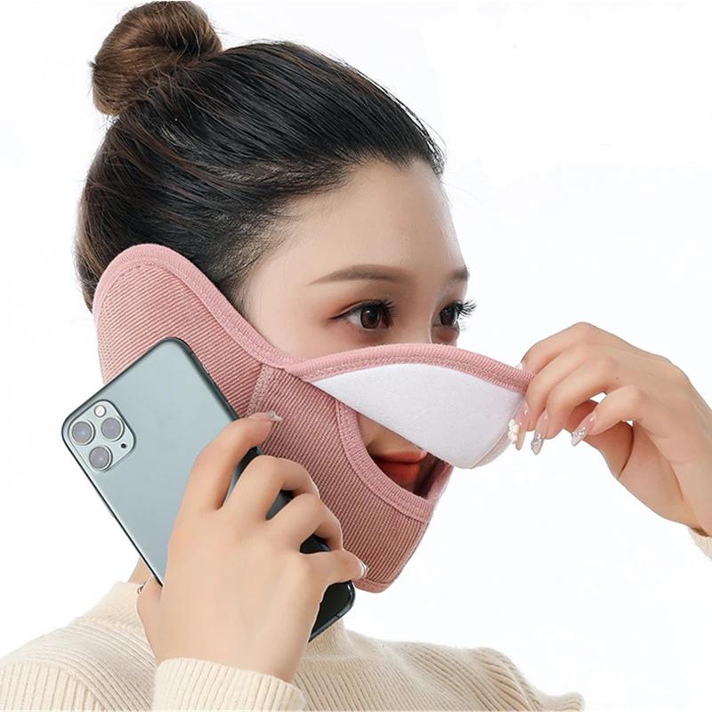 Winter Half Face Mask Thermal Fleece Ear Mouth Cover Neck Warmer Windproof  Breathable Cycling Mask Warm Skiing Hiking Headwear