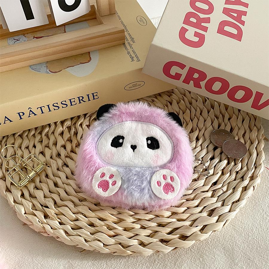 Gradient Panda Coin Purse: Kids' Plush Wallet & Card Holder Gift