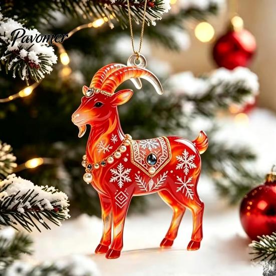 Event Decoration for Carnival 2PCS Christmas Goat Hanging Ornaments, Decorative 2D Acrylic Tree Lightweight Decor Holiday Pendants, Festive Ornaments