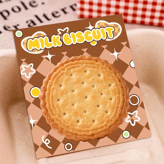 4Pcs Biscuit-Shaped Memo Pads Set Creative Food Design Self-Adhesive Sticky Notepads for Students Office Party Learning Marking And Message Small Gift