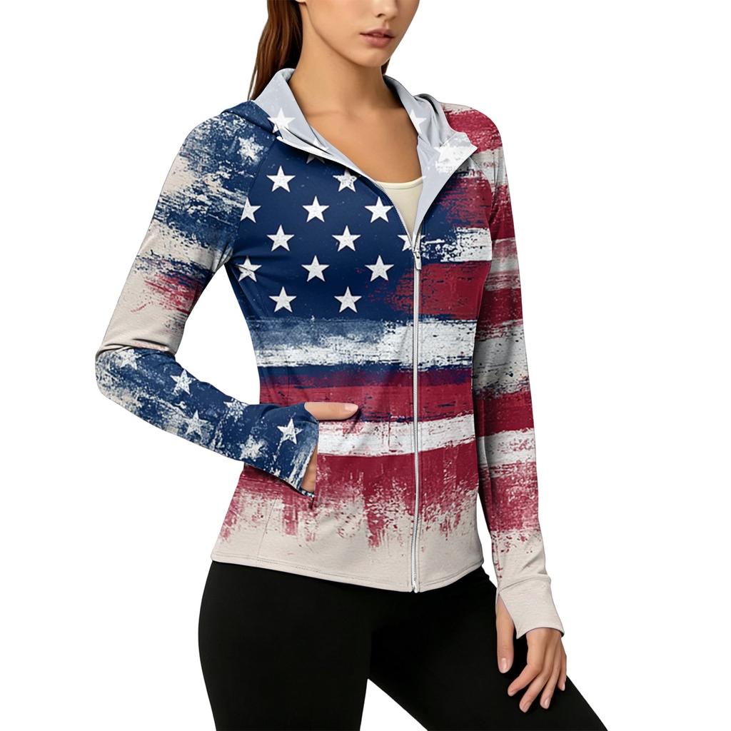 Women's Full Zip Hooded Jacket with Pockets Long Sleeve Lightweight Sun Protection Outerwear for Outdoor Activities