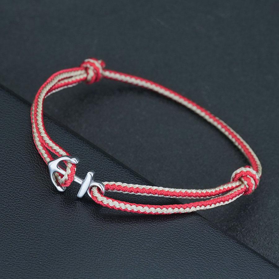 Simple Style Mens Anchor Bracelet Sliding Adjustable Stainless Steel Metal Grade A 3mm Thin String Braslet Nautical Pulseria