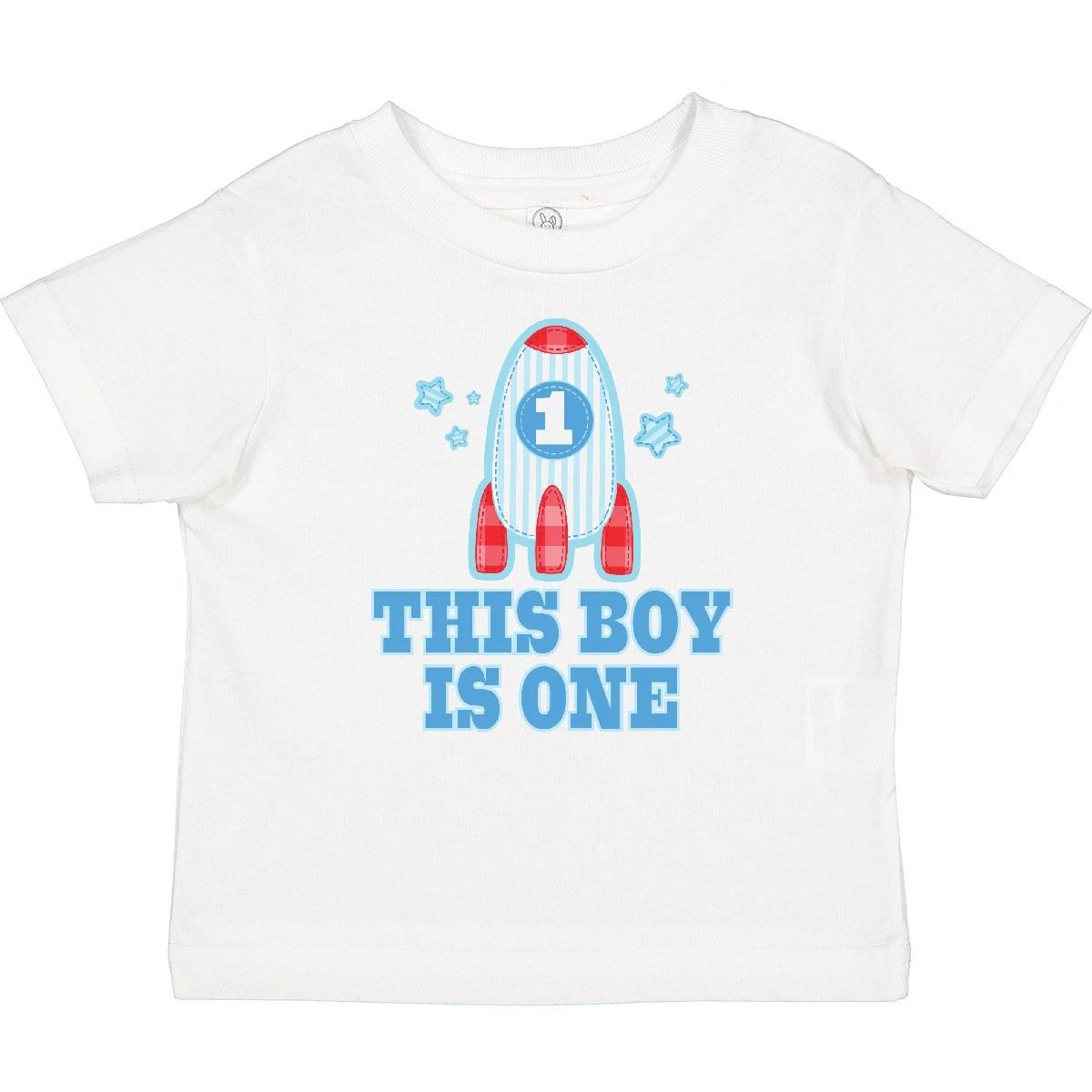 Inktastic 1st Birthday Boy Rocket Ship Baby kids boys T-Shirt First Kids Babys One Year 1 110