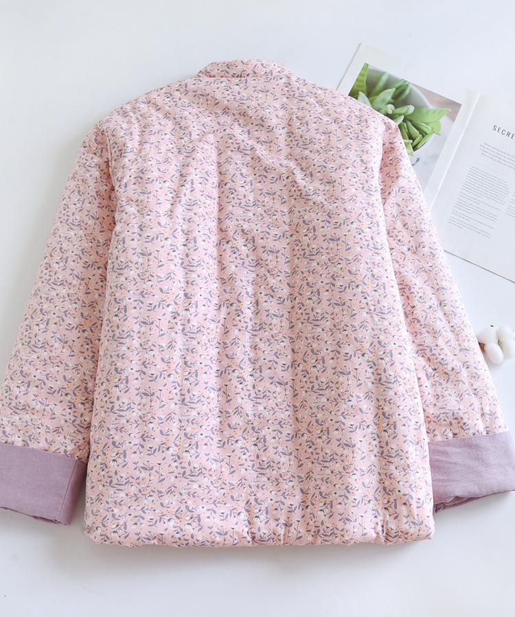Handmade Winter Chinese Floral Cotton Jacket with Frog Button