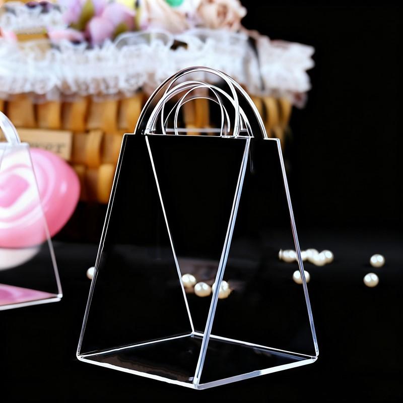 40 Pcs Transparent Wedding Hand Gift Box Wedding Luxury Acrylic Present Box Valentine's Day Gift Boxes Chocolate Flower Basket
