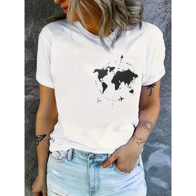 Women Forest Adventure Mountain Print Tops Clothes Short Sleeve Tees Female Ladies Summer Fashion Lady Tshirt Graphic T-Shirt