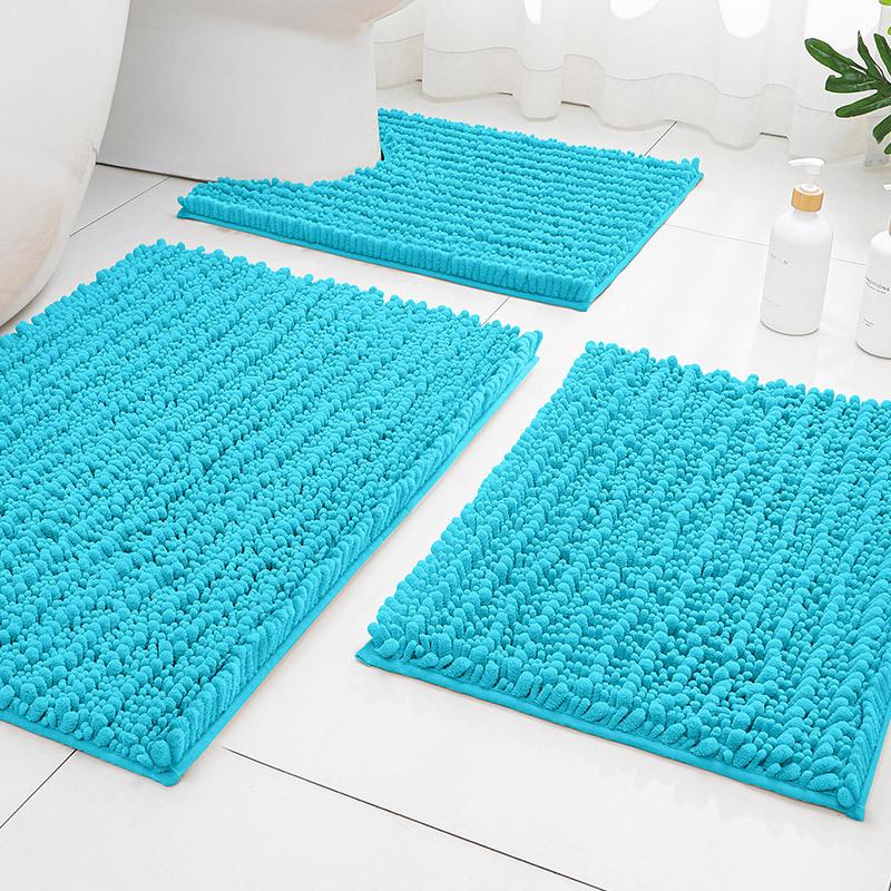Chenier Solid Color Long Hair Bedside Mat Bedroom Carpet Bathroom Absorbent Floor Mat Bathroom Non-Slip Foot Mat Toilet Door Mat