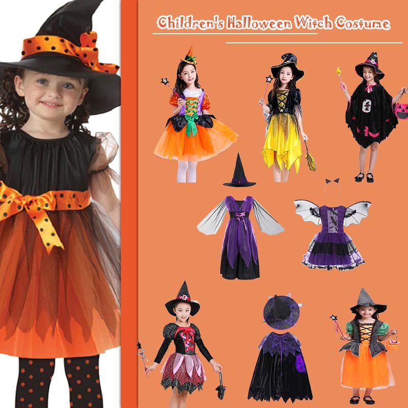 Children Cosplay Halloween Witch Costume Teens Baby Girl Gown Dress Infant