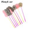 5pcs Random Feather Plush Ball Cat Teaser Stick Short Teasing Rod Cats Pet Toys Kitten Playing Scratch