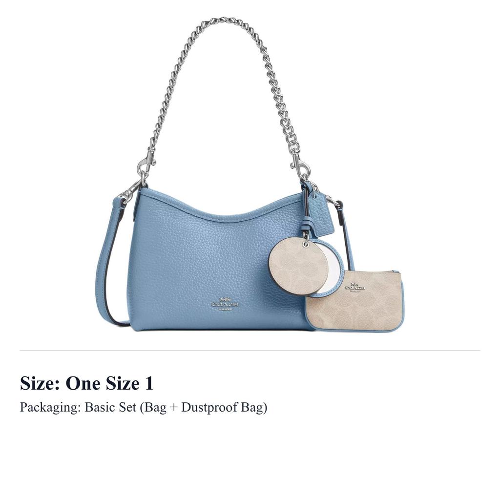 COACH Laurel Cow Leather Shoulder Bag Small Women's Blue CBI06-SVY31