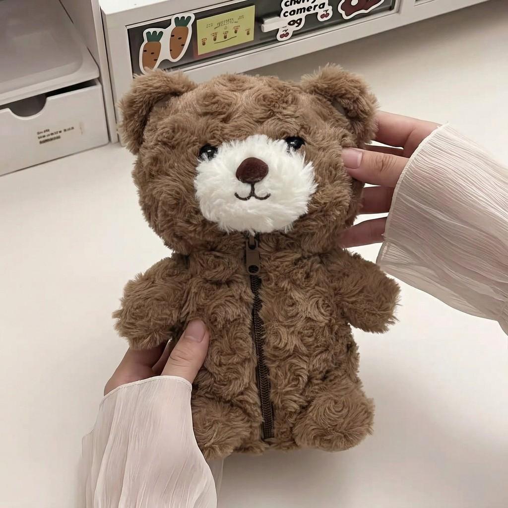 Teddy Bear Pencil Case With Plush Material For Students And Kids