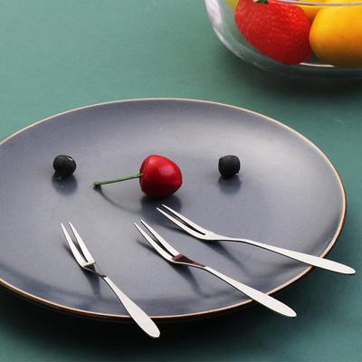 Zwei-zinkige Obstgabel & Kuchenmesser-Set aus Edelstahl – Tragbare Dessertspieße für den Heimgebrauch