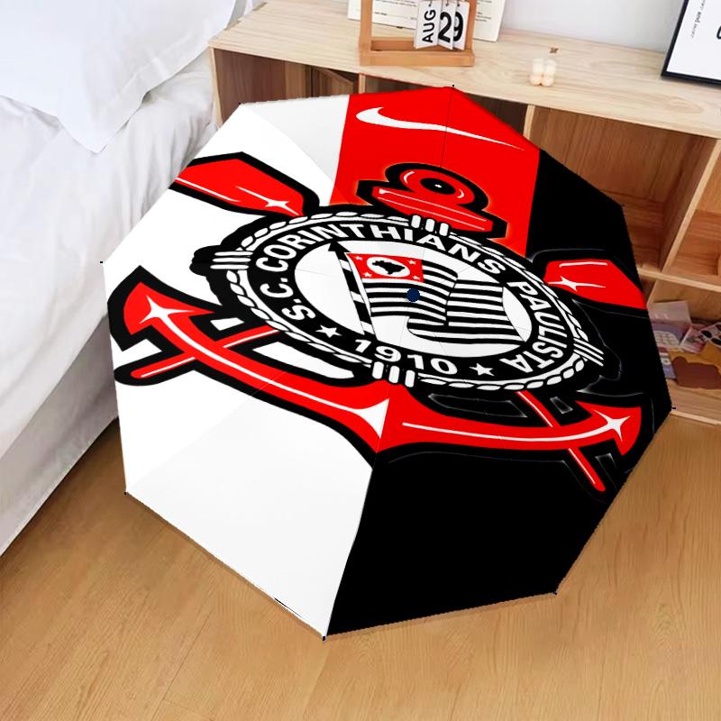 1PC Sport Club Football Crest Printed Umbrella Folding Umbrella, Automatic Umbrella 8-Frame for Travel, Camping Fan Gifts Christmas Gifts