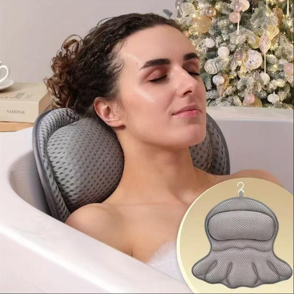 Machine Washable Bath Pillow Neck and Back Support Bathtub Cushion Bathroom Supplies