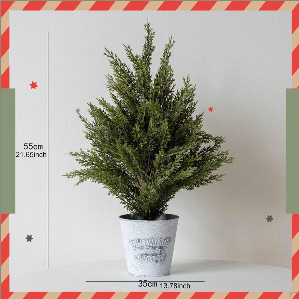 Small Artificial Cypress Christmas Tree Mini Tabletop Xmas Faux Bush In Pot for