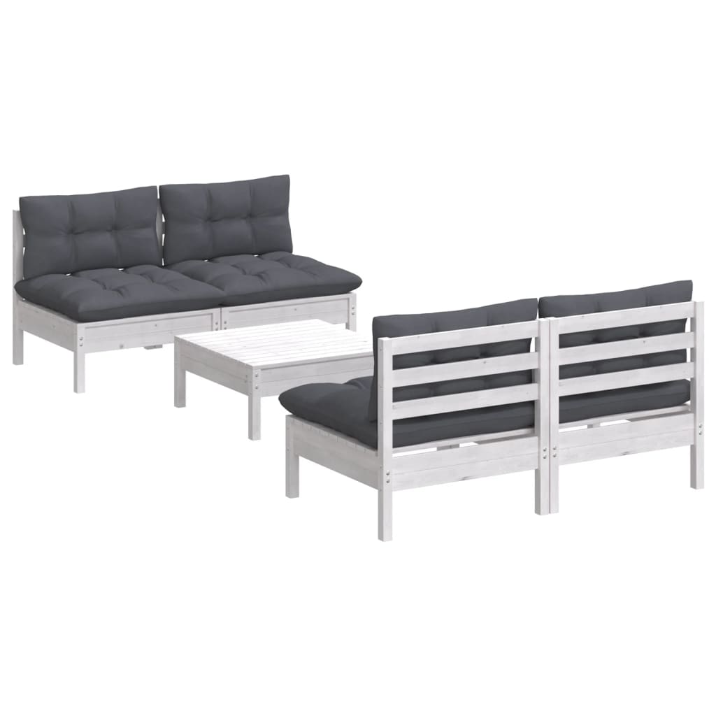 Vidaxl 5-Cz. Garden Lounge Set, Anthracite Cushions