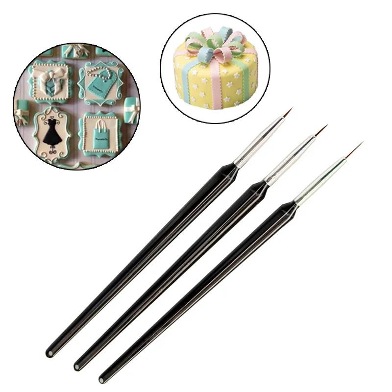 3pcs/set Fondant Cake Painting Brush Pastry Decoration Baking Tools Cake Decorating Tool Cake Pen Brush DIY Sugar Craft Tool
