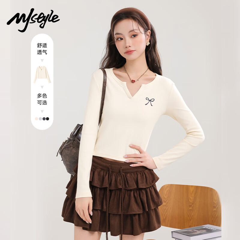 MJ STYLE Women s V-Neck Long Sleeve T-Shirt M