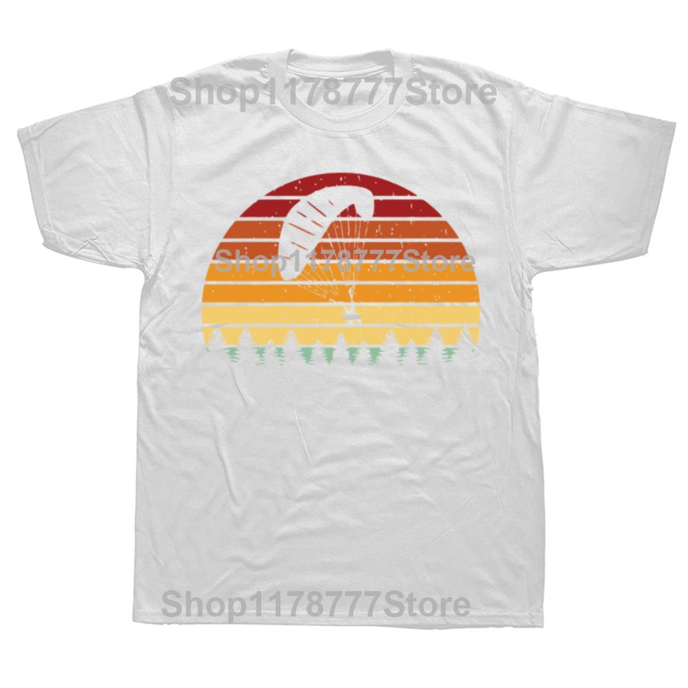 Vintage Sunset Paragliding Tshirts Men Tee Tops Cotton T Shirt Short Sleeve Gift For Paragliders Paramotor T-shirt Clothes