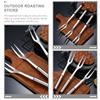 Stainless Steel Barbecue Spit Meat Serving Forks Steak Roasting Sticks Grill Skewers Kitchen Utensil