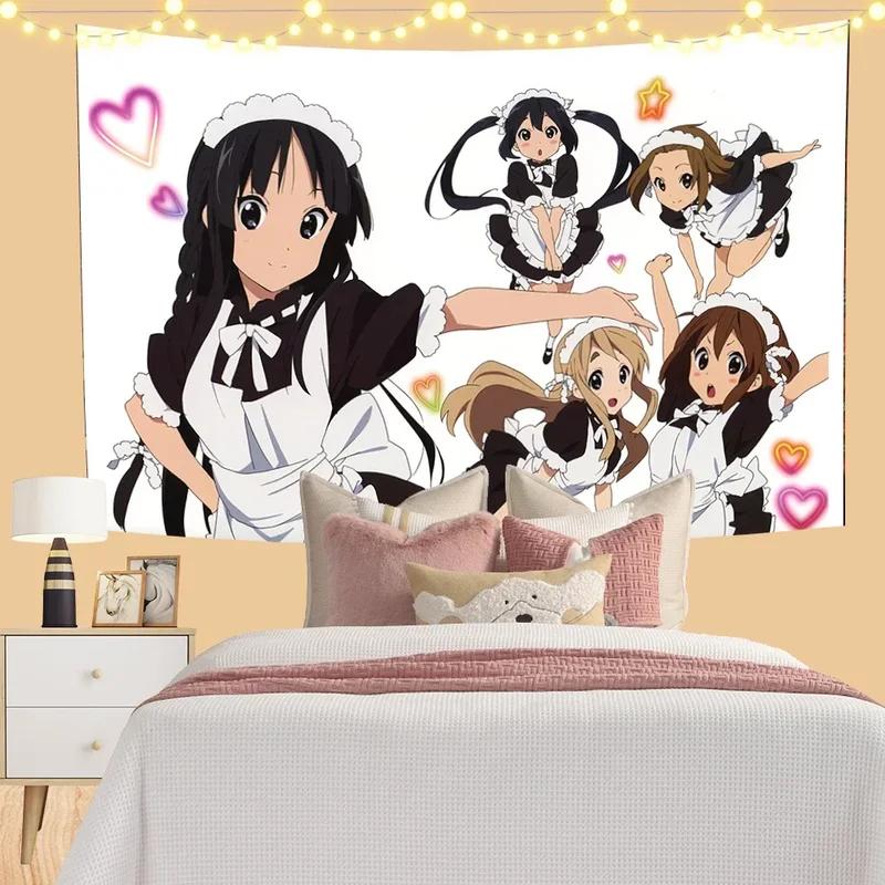 K-ON! Maid-Outfit Wandteppich, Niedliche Anime-Mädchenband Wandbehang für Schlafzimmer, Wohnzimmer, Wohnheim & Otaku-Dekoration