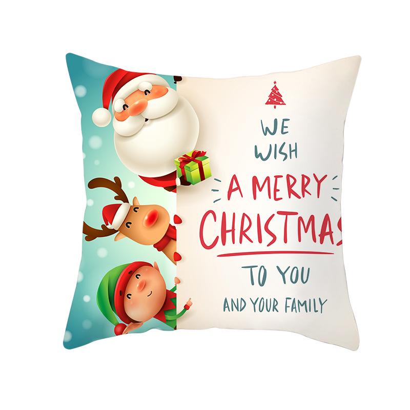 Weihnachtsmann Schneemann Elch Kissenbezug Festlich Zuhause Sofa Kissen Kissenbezug