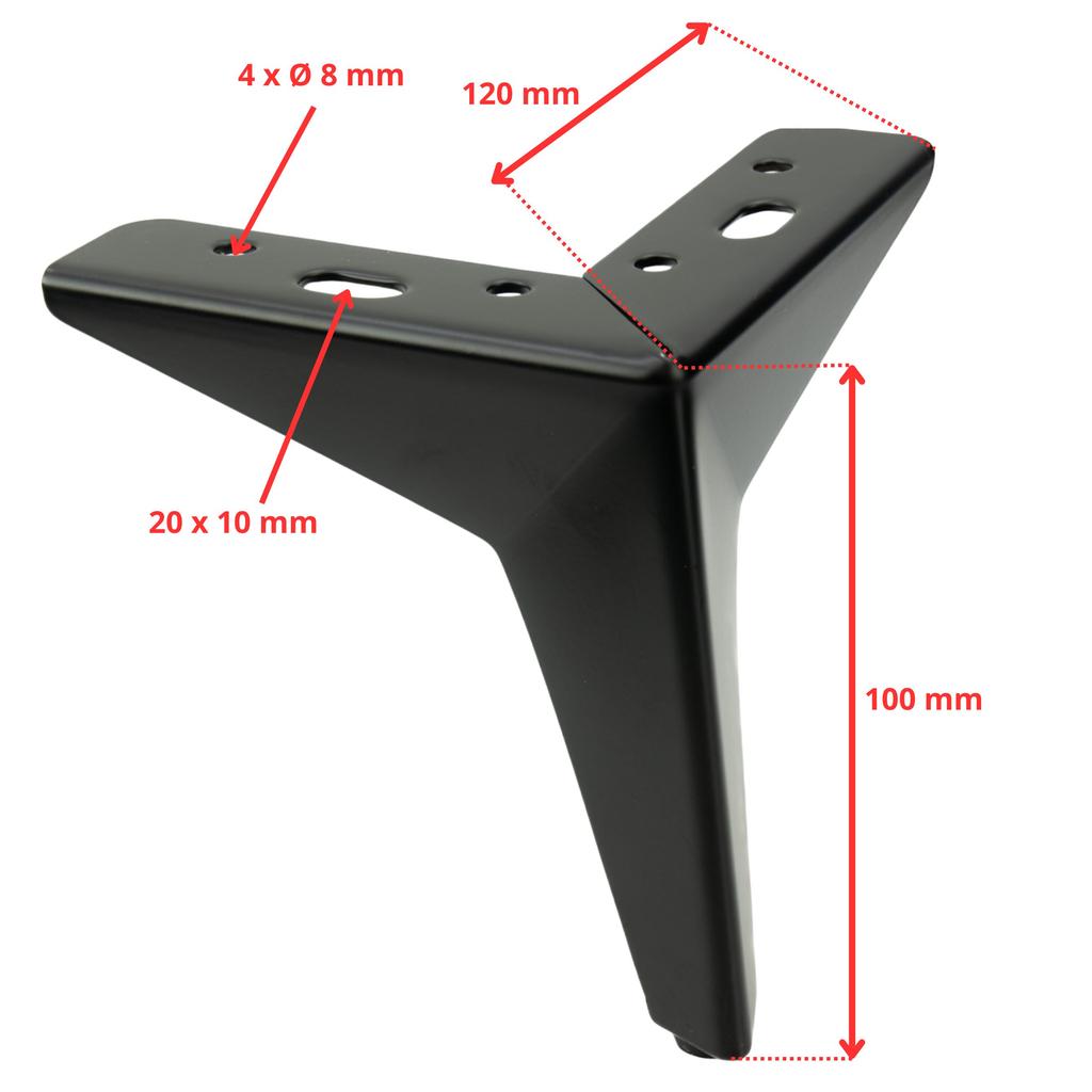 Set of 4 furniture legs Star, matt black, height 10 cm