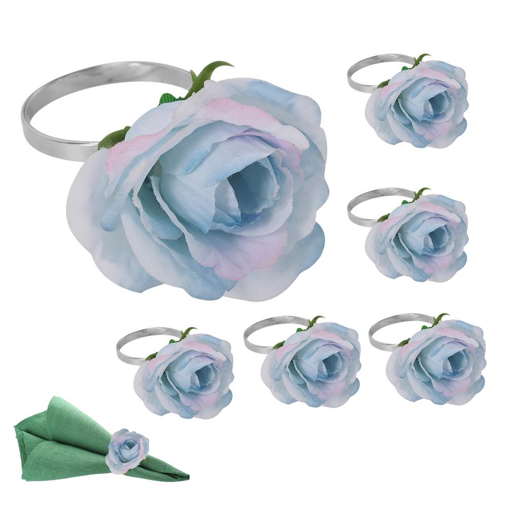 Napkin Holders For Cloth Napkins Alloy Artificial Flower Napkin Rings 6pcs Gold Plated Decorative Serviette Buckles Adornment