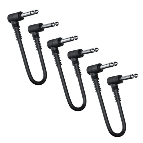 YFFSFDC 15cm Guitar Patch Cables for Guitar Effects, Noise-Reducing, with L-L Plugs, Black (3 Cables)