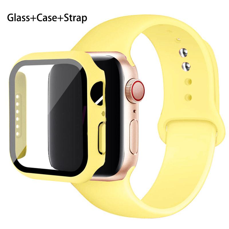 Glas + Gehäuse + Armband für Apple Watch Band 44/40/45/41/38/42/44 mm. Silikonarmband für iWatch Serie 3, 4, 5, 6, SE 78