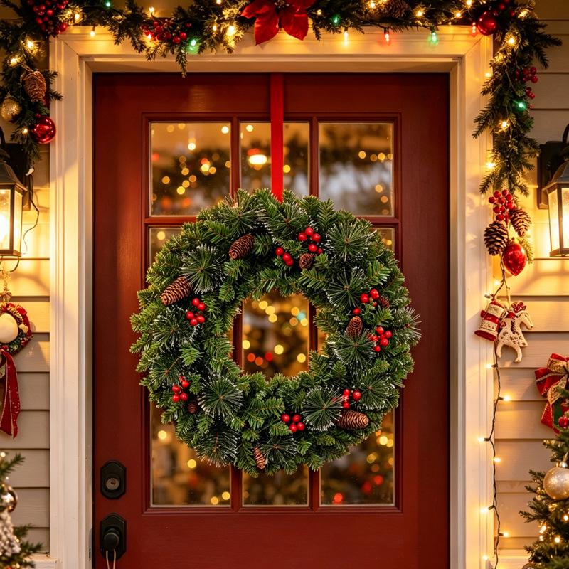 LED Christmas Wreath: Illuminated Door and Window Decoration