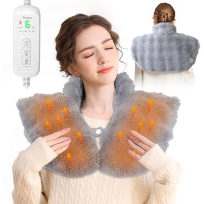Voango Electric Shoulder Pad/Warmer Mat [Rabbit Fur Textured Surface + Flannel Backing] 4-Way Use: Neck/Shoulders/Back/Waist/Knees/Abdomen 8 Temperatu