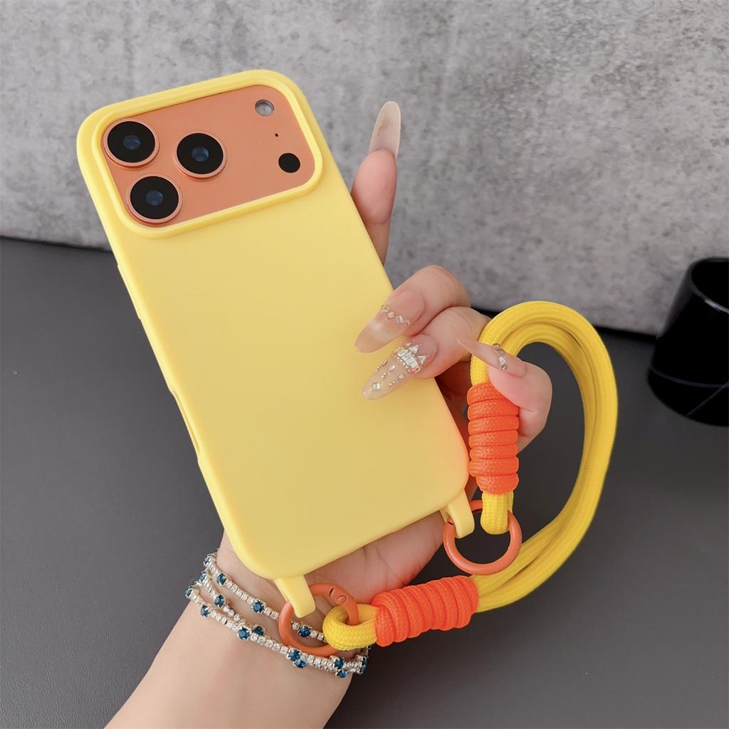 Wrist Strap Matte Silicone Soft Protective Phone Case for IPhone Air 17 Pro Max 16 15 Plus 14 13 12 11 Pro Shockproof Cover